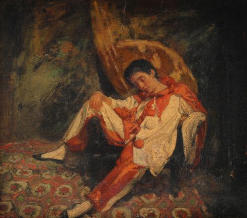 FRENCH SCHOOL, SECOND HALF 19TH CENTURY. CIRCLE OF THOMAS COUTURE. "PIERROT SLEEPING".