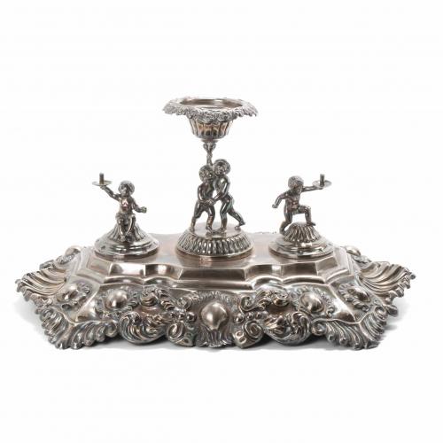 BARCELONA SILVER INKSTAND, LATE 19TH CENTURY - EARLY 20TH C