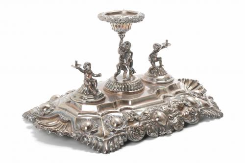 BARCELONA SILVER INKSTAND, LATE 19TH CENTURY - EARLY 20TH C