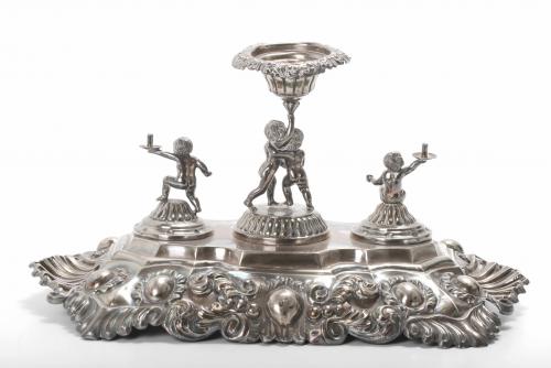 BARCELONA SILVER INKSTAND, LATE 19TH CENTURY - EARLY 20TH C