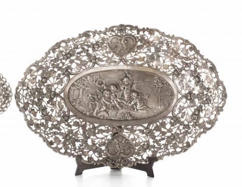 TWO GERMAN SILVER CENTREPIECES, LATE 19TH C. - EARLY 20TH C.