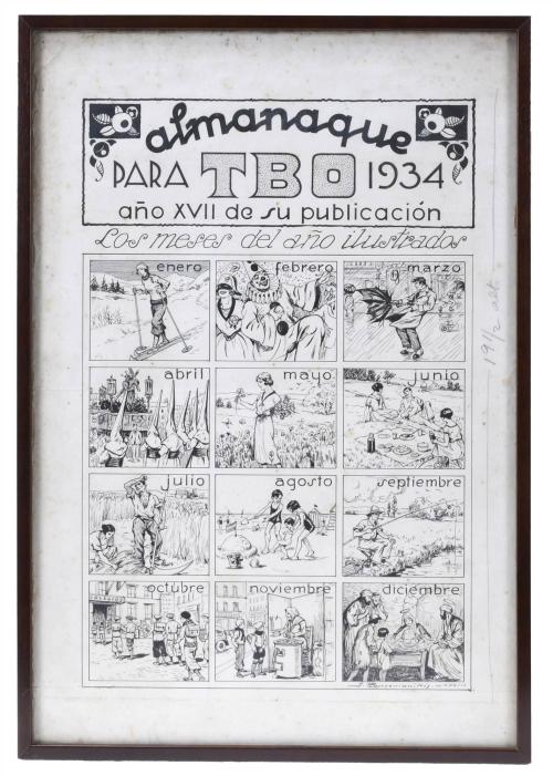 JEAN RAPSOMANIKIS (1885-1937). ORIGINAL ILLUSTRATION FOR TBO ALMANAC, 1934.