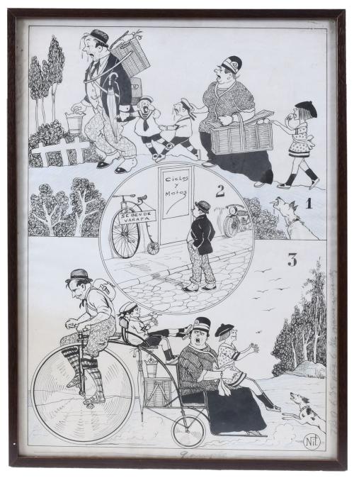 JOAN MACÍAS, NIT. ORIGINAL ILLUSTRATION FOR "LOS GRANDES INVENTOS DEL TBO".