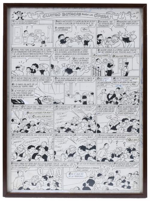 MARINO BENEJAM FERRER (1890-1975), ORIGINAL ILLUSTRATION FOR TBO OF "LA FAMILIA ULISES - CUATRO BUTACAS PARA LA ÓPERA".
