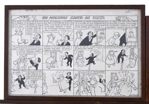 FOUR ORIGINAL ILLUSTRATIONS FOR COMIC STRIPS.
