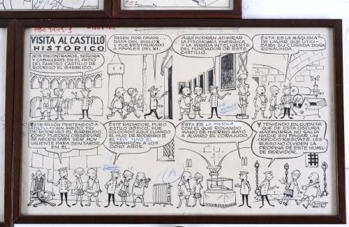 FOUR ORIGINAL ILLUSTRATIONS FOR COMIC STRIPS.