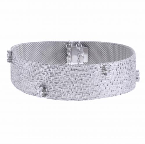 WHITE GOLD AND DIAMONDS SEMI-RIGID BRACELET.