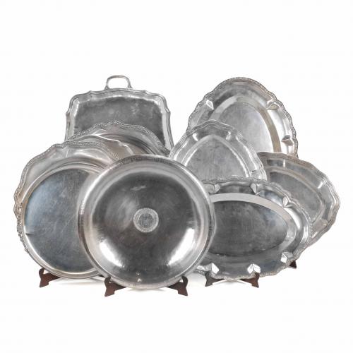 TEN PERUVIAN SILVER TRAYS, SECOND HALF OF THE 20TH CENTURY.