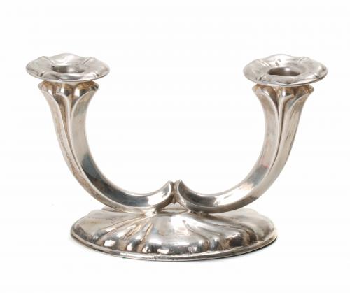 PAIR OF PERUVIAN SILVER CANDELABRA, MID 20TH CENTURY. 