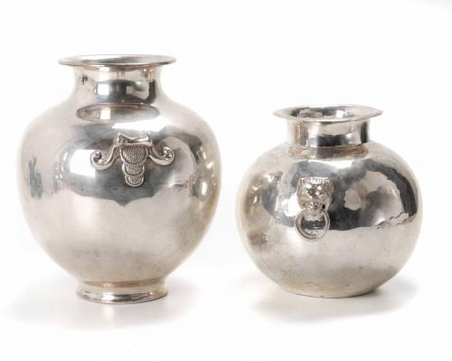 FIVE PERUVIAN SILVER VASES, MID 20TH CENTURY. 