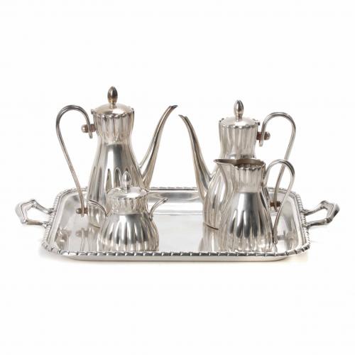 PERUVIAN SILVER TEA AND COFFEE SET, SECOND HALF OF THE 20TH