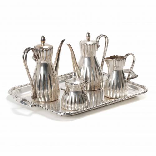 PERUVIAN SILVER TEA AND COFFEE SET, SECOND HALF OF THE 20TH