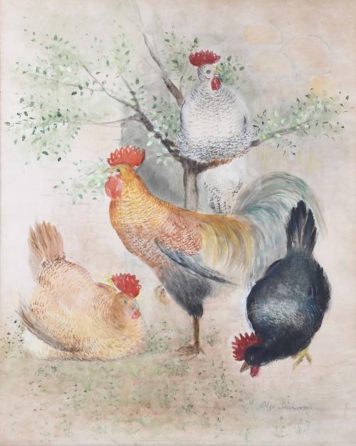 OLGA SACHAROFF (1889-1967) "GALLINERO", C. 1953.