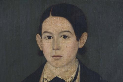 ESCUELA ESPAÑOLA, SIGLO XIX. "RETRATO DE UN JOVEN CON LIBRO