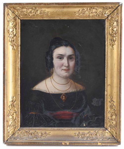 ESCUELA ESPAÑOLA, SIGLO XIX. "RETRATO DE UNA JOVEN".