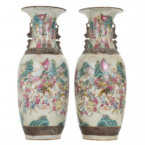 PAIR OF CHINESE NANJING VASES, LATE 19TH CENTURY.