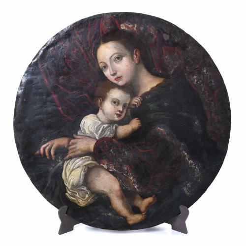 HISPANIC-FLEMISH SCHOOL, 16TH-17TH CENTURIES. "MADONNA WITH