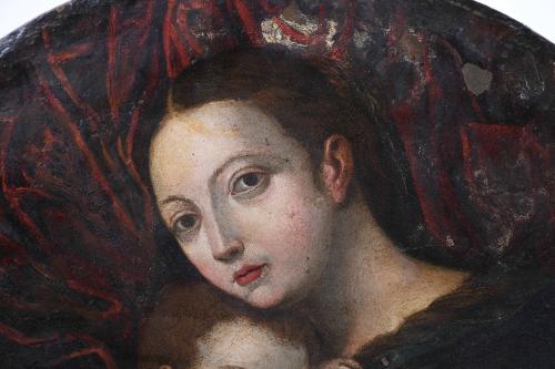 HISPANIC-FLEMISH SCHOOL, 16TH-17TH CENTURIES. "MADONNA WITH