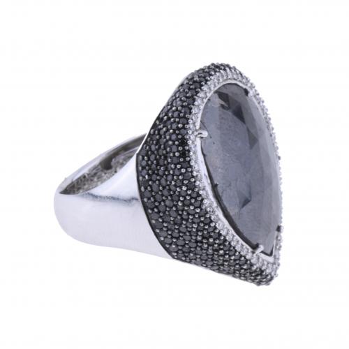 LARGE TEARDROP DIAMOND RING.