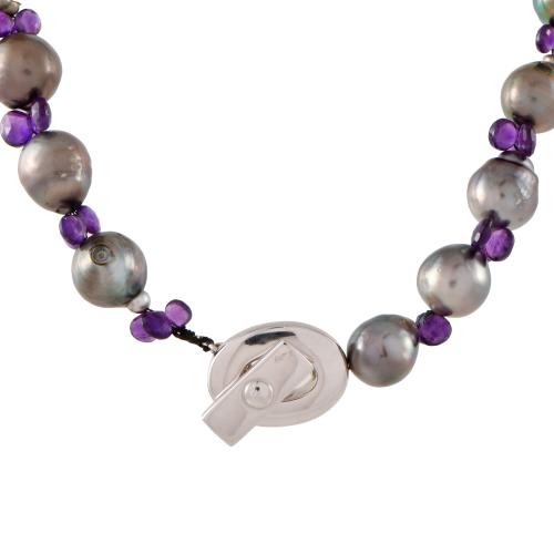Collar perlas Tahití y amatistas.