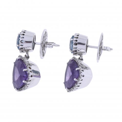 EARRINGS WITH TOPAZES AND AMETHYSTS.