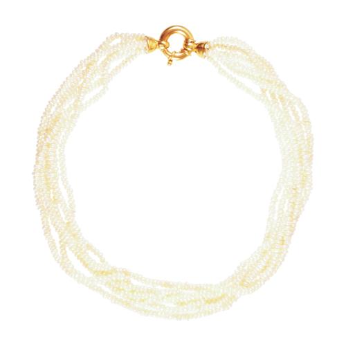 Collar de perlas de río de seis hilos.