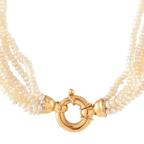 Collar de perlas de río de seis hilos.