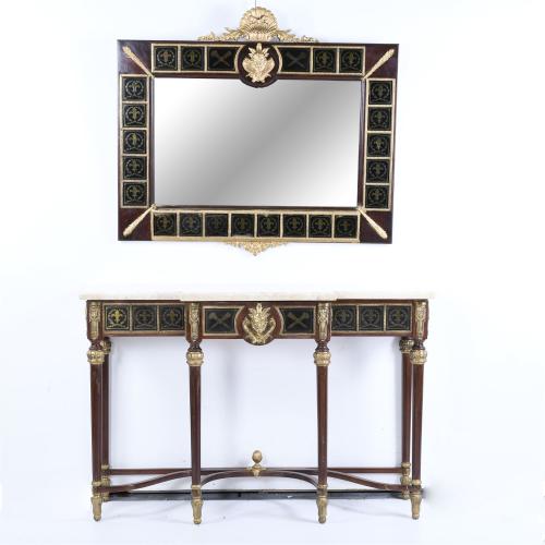 FRENCH CONSOLE WITH MIRROR, 20TH CENTURY.