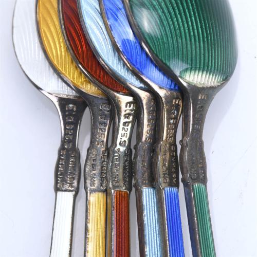 ELA DENMARK. SET OF SIX SILVER TEASPOONS, SECOND HALF OF TH