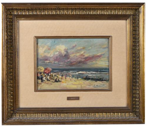 20TH CENTURY SPANISH SCHOOL. "BEACH SCENE".