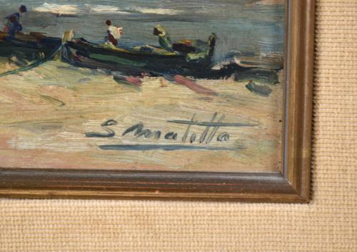 20TH CENTURY SPANISH SCHOOL. "BEACH SCENE".