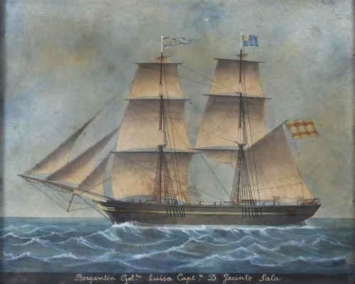 JOSEPH HONORÉ MAXIME PELLEGRIN (1793-1869). "TWO BRIGANTINE