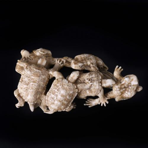 JAPANESE SCHOOL. MEIJI PERIOD, 19TH CENTURY. "THREE TURTLES