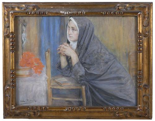 ARCADI MAS I FONDEVILA (1852-1934). "NUN IN PRAYER".