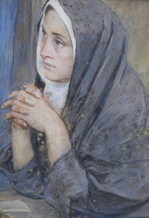 ARCADI MAS I FONDEVILA (1852-1934). "NUN IN PRAYER".