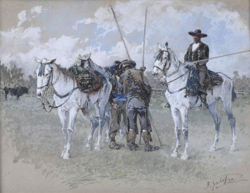 BALDOMERO GALOFRE I GIMÉNEZ (1849-1902). "ANDALUSIAN COWBOYS", C. 1895-1899.