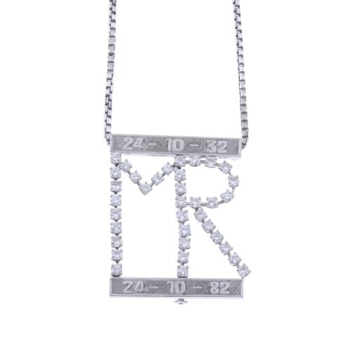 COLLAR Y COLGANTE CON LAS INICIALES "MR" EN DIAMANTES.