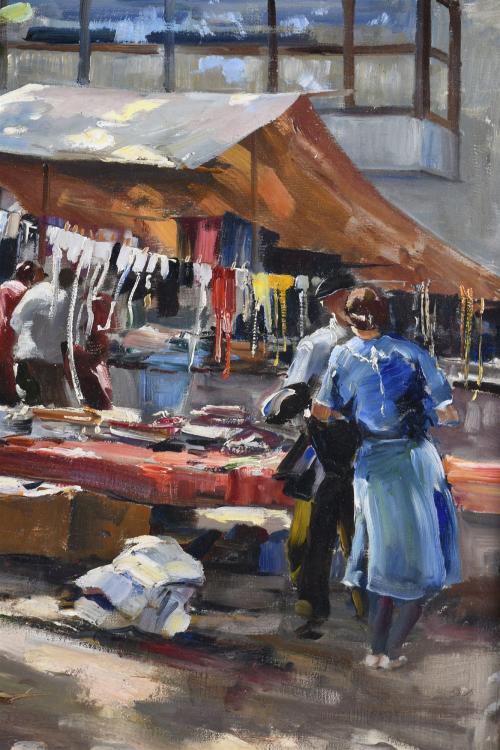 VICENÇ SOLÉ JORBA (1904-1949). "MERCADO DE PUEBLO", 1940.