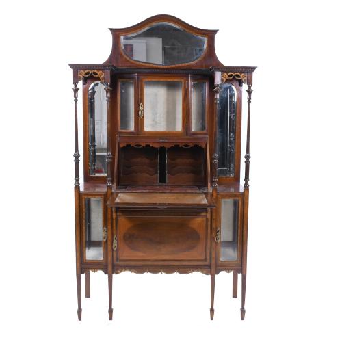 EDWARDIAN ENGLISH WRITING-DESK AND SIDEBOARD, LATE 19TH CEN