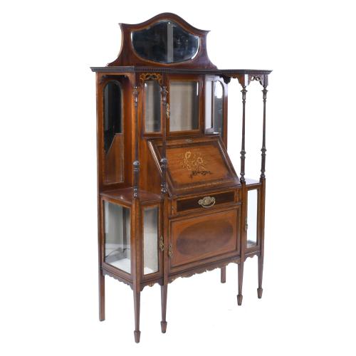 EDWARDIAN ENGLISH WRITING-DESK AND SIDEBOARD, LATE 19TH CEN