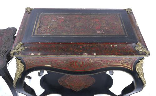 TWO FRENCH SIDE TABLES, BOULLE STYLE, MID 20TH CENTURY.