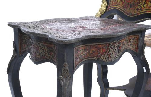 TWO FRENCH SIDE TABLES, BOULLE STYLE, MID 20TH CENTURY.