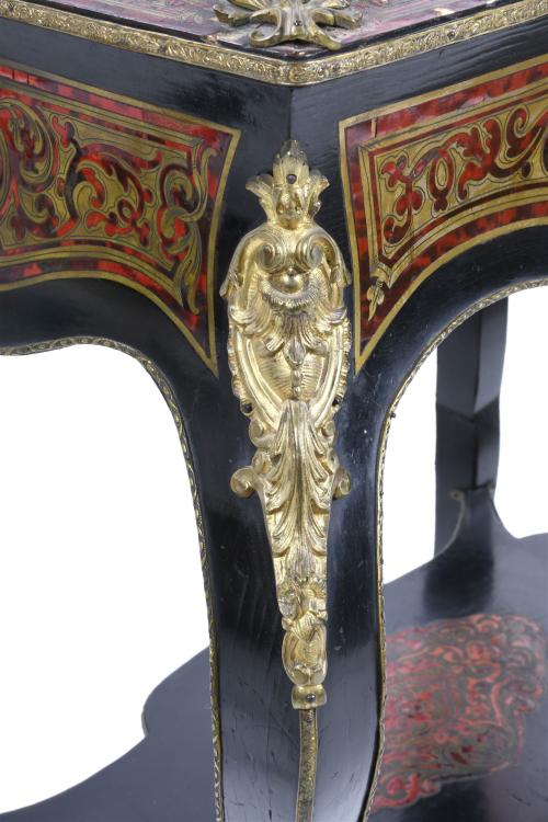 TWO FRENCH SIDE TABLES, BOULLE STYLE, MID 20TH CENTURY.