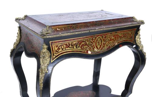 TWO FRENCH SIDE TABLES, BOULLE STYLE, MID 20TH CENTURY.