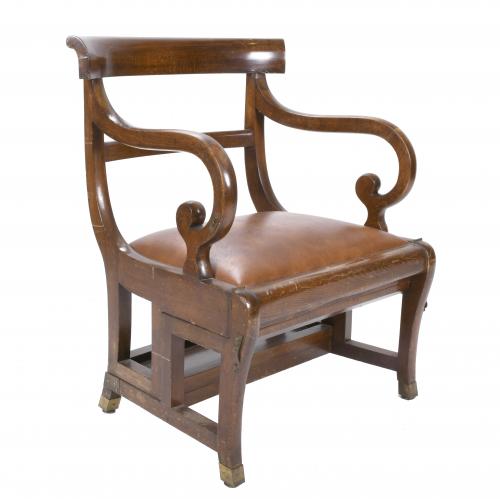 RESTORATION STYLE ARMCHAIR CONVERTIBLE INTO A STAIRCASE, MID 20TH CENTURY.