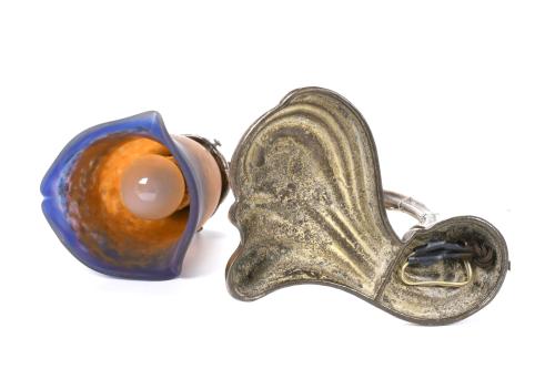 MULLER FRÈRES LUNEVILLE. FRENCH ART NOUVEAU TABLE LAMP, EAR