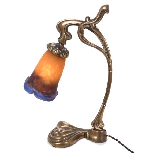 MULLER FRÈRES LUNEVILLE. FRENCH ART NOUVEAU TABLE LAMP, EAR