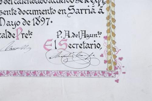 FRANCESC FLOS (1859-1929). "COMMEMORATIVE BORDER OF THE TOW