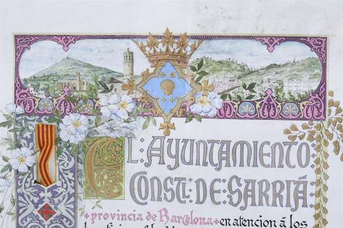 FRANCESC FLOS (1859-1929). "COMMEMORATIVE BORDER OF THE TOW