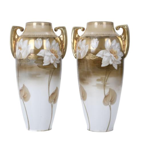 REINHOLD SCHLEGELMILCH. PAIR OF GERMAN ART NOUVEAU VASES, CIRCA 1910.